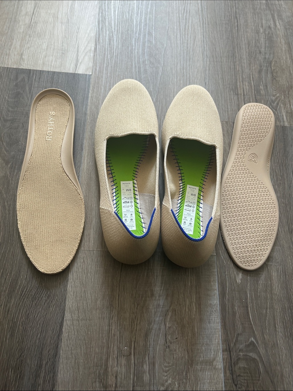 Rothy’s Neutral Knit Slip-On Flats in Beige